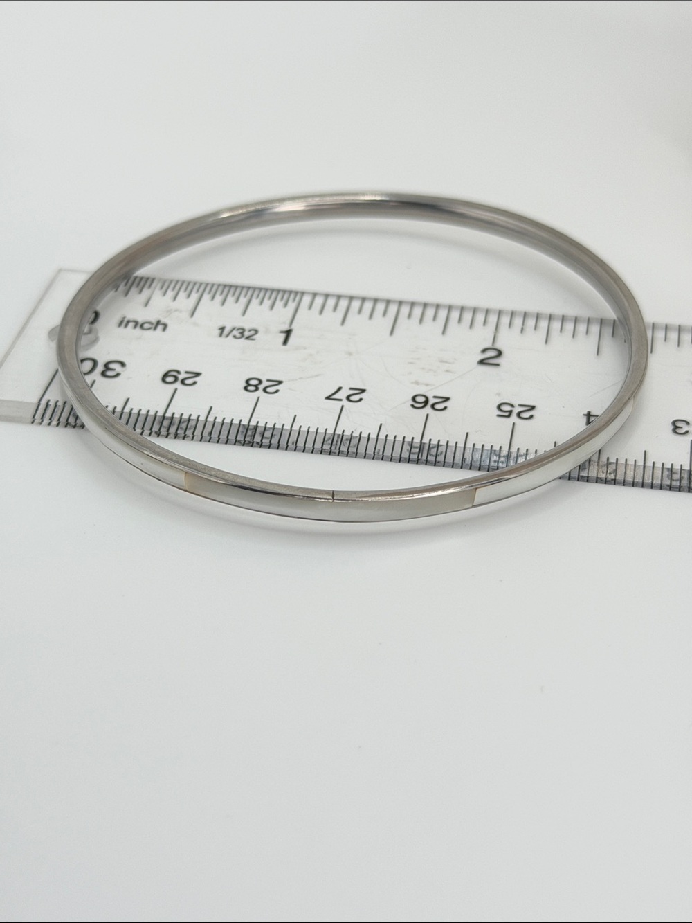 Delicate Silver with Iridescent Inlays Bangle Set - Modern Stackable Bracelets - Picture 5 of 7